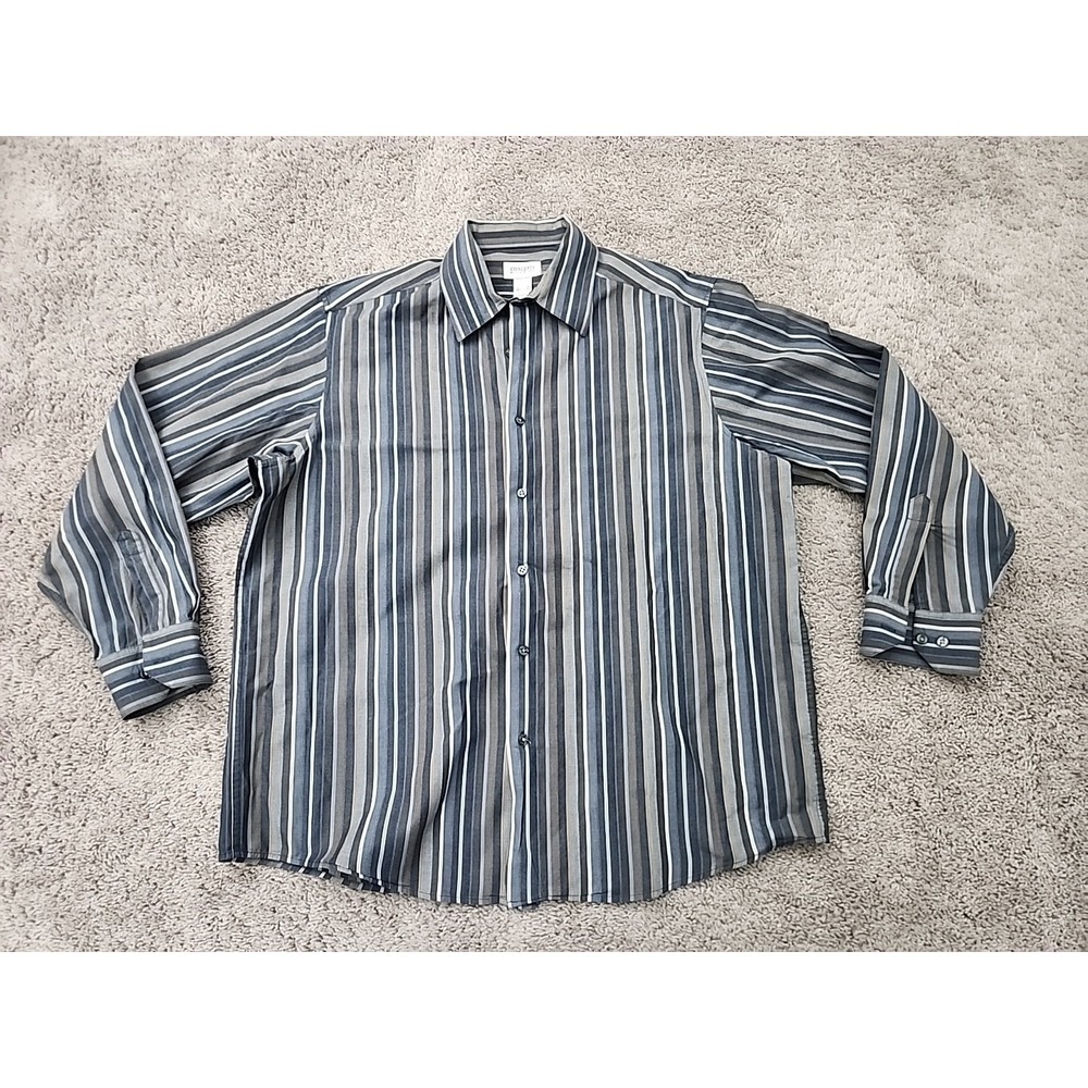 Vintage Concepts by Claiborne Button Up Shirt Mens XL Vertical Stripes Retro Y2K
